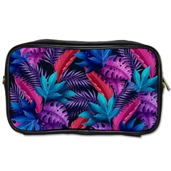 Background With Violet Blue Tropical Leaves Toiletries Bag (two Sides) by Pakemis