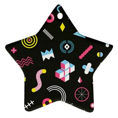 Memphis Design Seamless Pattern Star Ornament (two Sides) by Pakemis