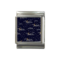 Hand Drawn Scratch Style Night Sky With Moon Cloud Space Among Stars Seamless Pattern Vector Design Italian Charm (13mm)