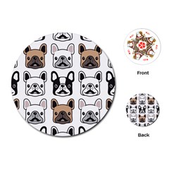 Dog French Bulldog Seamless Pattern Face Head Playing Cards Single Design (round)