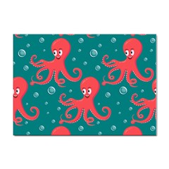 Cute Smiling Red Octopus Swimming Underwater Sticker A4 (10 Pack) by Pakemis