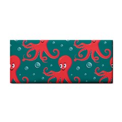 Cute Smiling Red Octopus Swimming Underwater Hand Towel