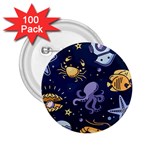 Marine Seamless Pattern Thin Line Memphis Style 2.25  Buttons (100 pack) 