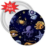 Marine Seamless Pattern Thin Line Memphis Style 3  Buttons (100 pack) 