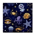 Marine Seamless Pattern Thin Line Memphis Style Face Towel