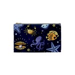 Marine Seamless Pattern Thin Line Memphis Style Cosmetic Bag (Small)