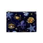 Marine Seamless Pattern Thin Line Memphis Style Cosmetic Bag (Medium)