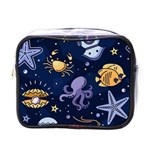 Marine Seamless Pattern Thin Line Memphis Style Mini Toiletries Bag (One Side)