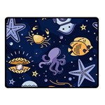 Marine Seamless Pattern Thin Line Memphis Style Double Sided Fleece Blanket (Small)