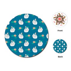 Elegant Swan Pattern With Water Lily Flowers Playing Cards Single Design (round) by Pakemis