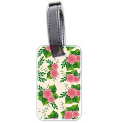 Cute-pink-flowers-with-leaves-pattern Luggage Tag (two Sides)