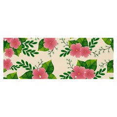 Cute-pink-flowers-with-leaves-pattern Banner And Sign 8  X 3 