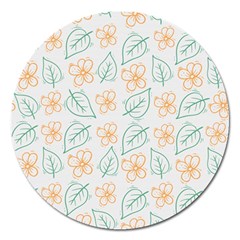 Hand-drawn-cute-flowers-with-leaves-pattern Magnet 5  (round)
