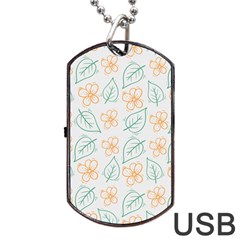 Hand-drawn-cute-flowers-with-leaves-pattern Dog Tag Usb Flash (two Sides)