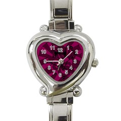 Aubergine Zendoodle Heart Italian Charm Watch by Mazipoodles