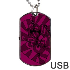 Aubergine Zendoodle Dog Tag Usb Flash (one Side) by Mazipoodles