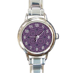 Kaleidoscope Scottish Violet Round Italian Charm Watch by Mazipoodles