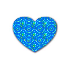 Kaleidoscope Blue Rubber Coaster (heart) by Mazipoodles