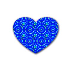 Kaleidoscope Royal Blue Rubber Heart Coaster (4 Pack) by Mazipoodles