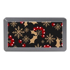 Christmas Pattern With Snowflakes Berries Memory Card Reader (mini) by Uceng