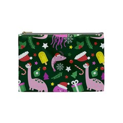 Dinosaur Colorful Funny Christmas Pattern Cosmetic Bag (medium) by Uceng