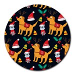 Funny Christmas Pattern Background Round Mousepad