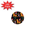 Funny Christmas Pattern Background 1  Mini Buttons (100 pack) 