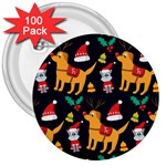 Funny Christmas Pattern Background 3  Buttons (100 pack)  Front