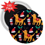 Funny Christmas Pattern Background 3  Magnets (100 pack)