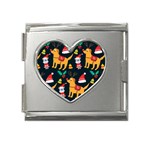 Funny Christmas Pattern Background Mega Link Heart Italian Charm (18mm)