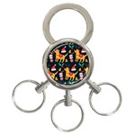 Funny Christmas Pattern Background 3-Ring Key Chain