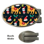 Funny Christmas Pattern Background Money Clips (Oval) 