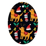 Funny Christmas Pattern Background Oval Ornament (Two Sides)