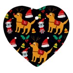 Funny Christmas Pattern Background Heart Ornament (Two Sides)