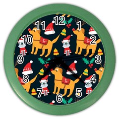 Funny Christmas Pattern Background Color Wall Clock