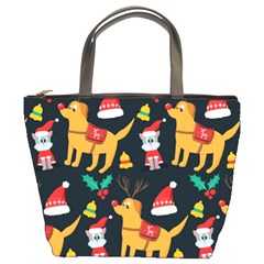 Funny Christmas Pattern Background Bucket Bag by Uceng