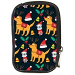 Funny Christmas Pattern Background Compact Camera Leather Case