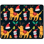 Funny Christmas Pattern Background Fleece Blanket (Medium)