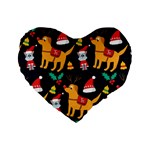 Funny Christmas Pattern Background Standard 16  Premium Heart Shape Cushions