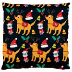 Funny Christmas Pattern Background Large Flano Cushion Case (One Side)