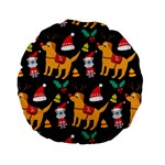 Funny Christmas Pattern Background Standard 15  Premium Flano Round Cushions