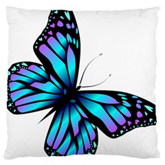 Blue And Pink Butterfly Illustration, Monarch Butterfly Cartoon Blue, Cartoon Blue Butterfly Free Pn Large Cushion Case (two Sides) by asedoi