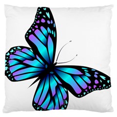 Blue And Pink Butterfly Illustration, Monarch Butterfly Cartoon Blue, Cartoon Blue Butterfly Free Pn Standard Flano Cushion Case (two Sides) by asedoi