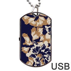 Abstract Flowers Background Pattern Dog Tag Usb Flash (one Side)