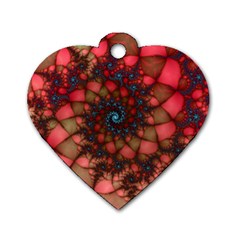 Fractals Abstract Art Red Spiral Dog Tag Heart (two Sides) by Ravend