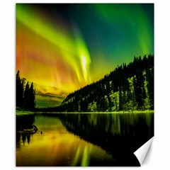 Scenic View Of Aurora Borealis Stretching Over A Lake At Night Canvas 20  X 24  by danenraven