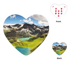 Aerial View Of Mountain And Body Of Water Playing Cards Single Design (heart) by danenraven