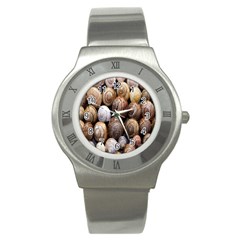 Snail Shells Pattern Arianta Arbustorum Stainless Steel Watch by artworkshop