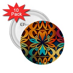 Orange, Turquoise And Blue Pattern  2 25  Buttons (10 Pack)  by Sobalvarro