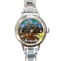 Colorful Verona Olive Tree Round Italian Charm Watch by ConteMonfrey